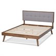 Baxton Studio Alke Queen Size Light Gray Fabric Walnut Finished Platform Bed