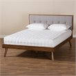 Baxton Studio Alke Queen Size Light Gray Fabric Walnut Finished Platform Bed