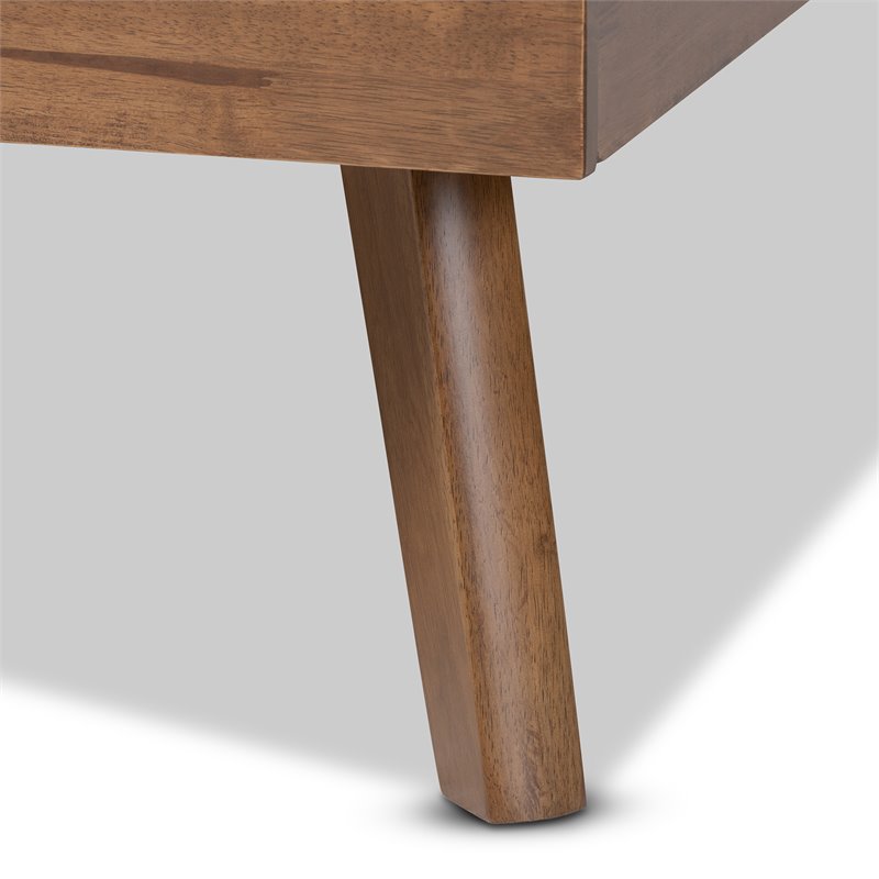 Baxton Studio Alke King Size Light Gray Fabric Walnut Finished Platform Bed