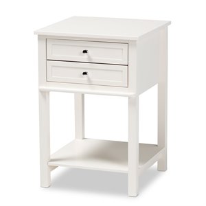 baxton studio willow white finished 2-drawer wood nightstand