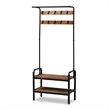 Baxton Studio Aislin Distressed Wood and Black Metal Finished Entryway Hall Tree