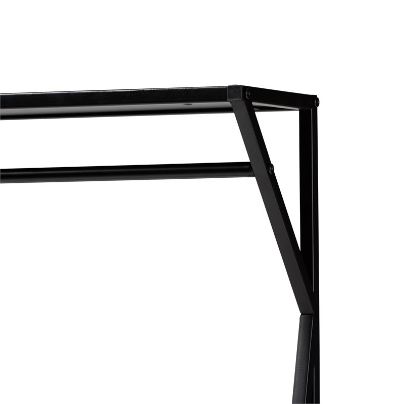 Baxton Studio Laima Distressed Wood Black Metal Finished Entryway Coat Hanger