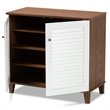 Baxton Studio Coolidge White and Walnut Finished 4-Shelf Wood Shoe Cabinet