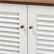 Baxton Studio Coolidge White and Walnut Finished 4-Shelf Wood Shoe Cabinet