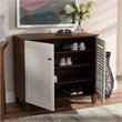 Baxton Studio Coolidge White and Walnut Finished 4-Shelf Wood Shoe Cabinet
