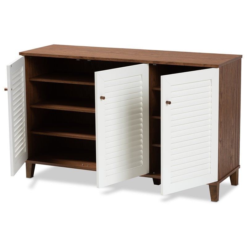 Baxton Studio Coolidge Walnut Finished 8-Shelf Wood Shoe Cabinet
