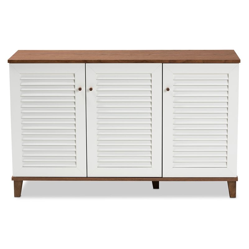 Baxton Studio Coolidge Walnut Finished 8-Shelf Wood Shoe Cabinet