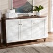 Baxton Studio Coolidge Walnut Finished 8-Shelf Wood Shoe Cabinet