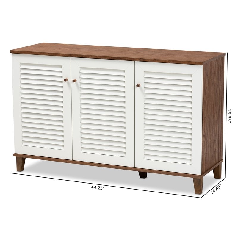Baxton Studio Coolidge Walnut Finished 8-Shelf Wood Shoe Cabinet
