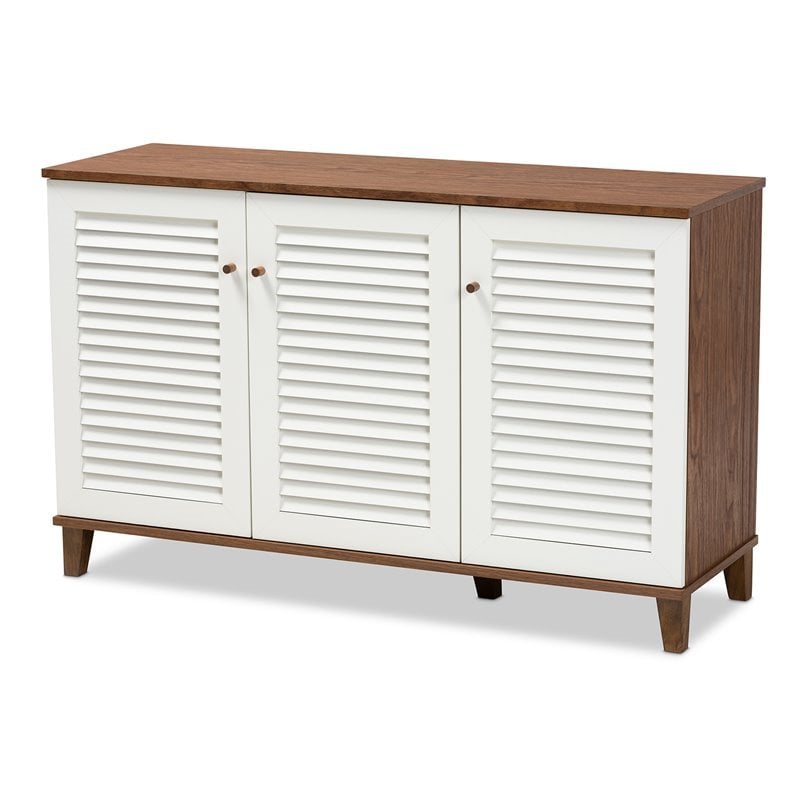 Baxton Studio Coolidge Walnut Finished 8-Shelf Wood Shoe Cabinet