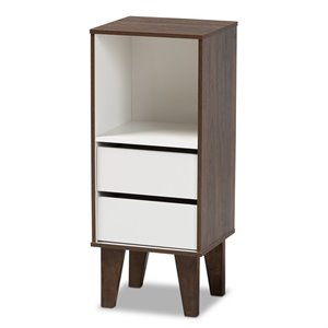 baxton studio senja two-tone white and walnut finished wood 2-drawer bookcase