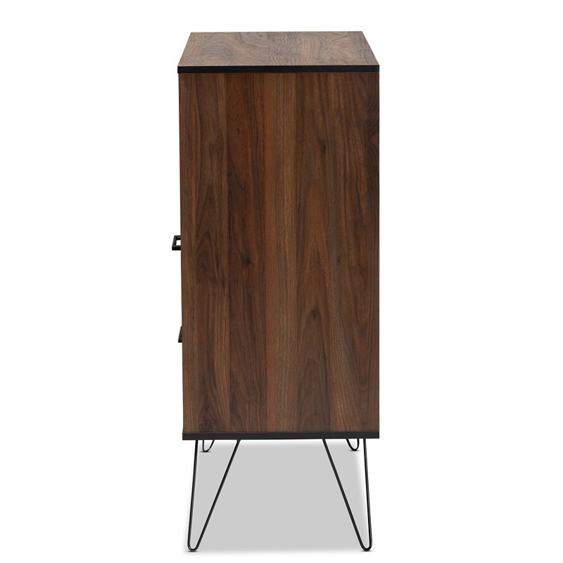 Baxton Studio Charis Two-Tone Walnut and Black Finished Wood 1-Drawer Bookcase