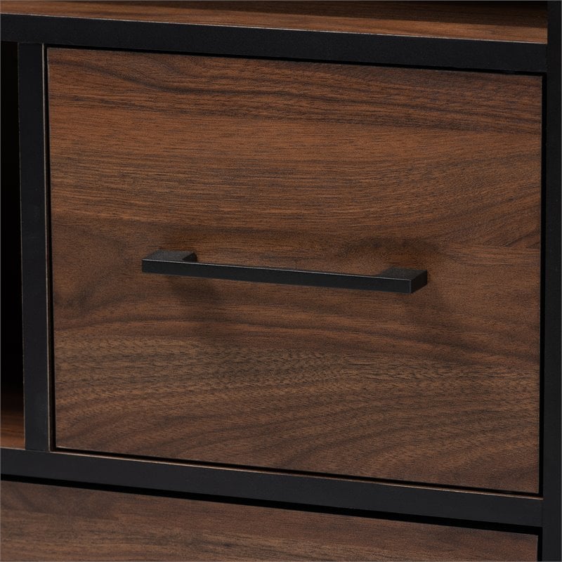 Baxton Studio Charis Two-Tone Walnut and Black Finished Wood 1-Drawer Bookcase