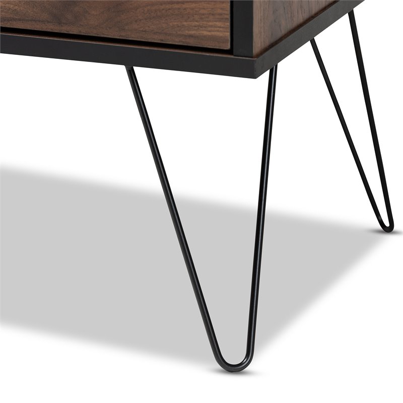 Baxton Studio Charis Two-Tone Walnut and Black Finished Wood 1-Drawer Bookcase