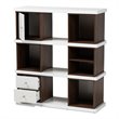 Baxton Studio Rune Two-Tone White and Walnut Finished 2-Drawer Bookcase
