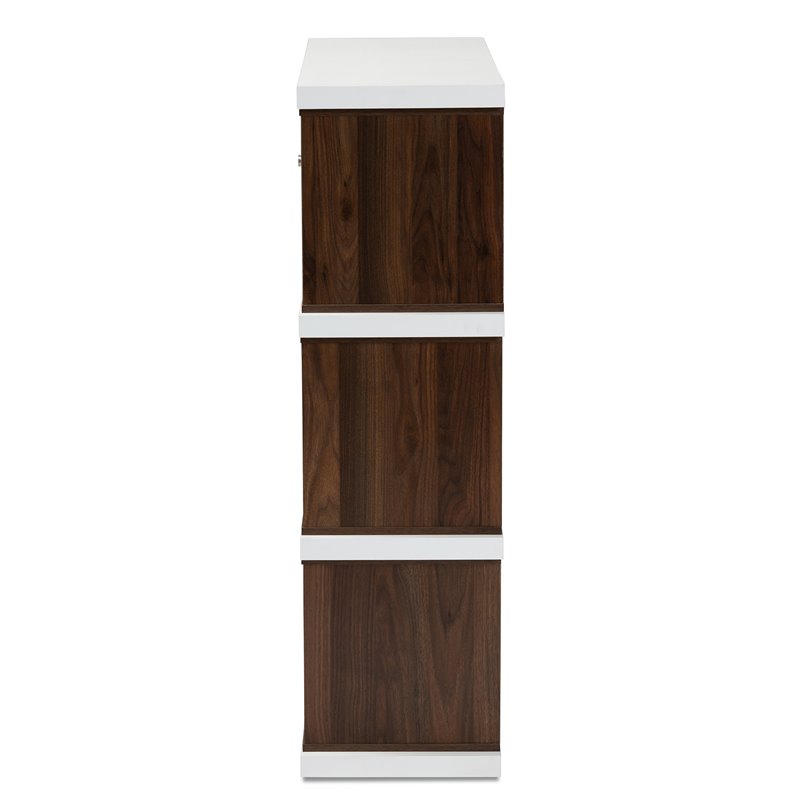 Baxton Studio Rune Two-Tone White and Walnut Finished 2-Drawer Bookcase