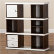 Baxton Studio Rune Two-Tone White and Walnut Finished 2-Drawer Bookcase