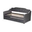 Baxton Studio Freda Twin Size Gray Velvet Button Tufted Daybed with Trundle