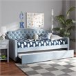 Baxton Studio Freda Twin Size Light Blue Velvet Tufted Daybed with Trundle
