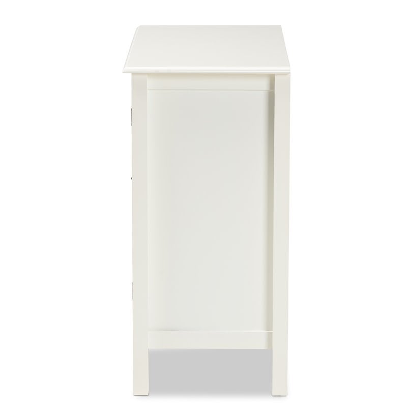 Baxton Studio Kendall White Finished Wood and Glass Kitchen Cabinet