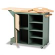 Baxton Studio Dorthy Two-tone Dark Green and Natural Wood Kitchen Cart