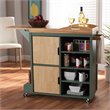 Baxton Studio Dorthy Two-tone Dark Green and Natural Wood Kitchen Cart