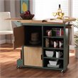 Baxton Studio Dorthy Two-tone Dark Green and Natural Wood Kitchen Cart