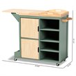 Baxton Studio Dorthy Two-tone Dark Green and Natural Wood Kitchen Cart
