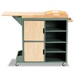 Baxton Studio Dorthy Two-tone Dark Green and Natural Wood Kitchen Cart