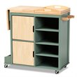 Baxton Studio Dorthy Two-tone Dark Green and Natural Wood Kitchen Cart