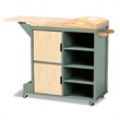 Baxton Studio Dorthy Two-tone Dark Green and Natural Wood Kitchen Cart
