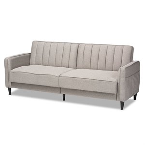 baxton studio colby light gray fabric upholstered sleeper sofa