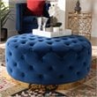 Baxton Studio Sasha Royal Blue Velvet Upholstered Gold Finished Cocktail Ottoman