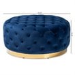 Baxton Studio Sasha Royal Blue Velvet Upholstered Gold Finished Cocktail Ottoman