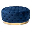 Baxton Studio Sasha Royal Blue Velvet Upholstered Gold Finished Cocktail Ottoman
