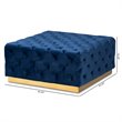 Baxton Studio Verene Royal Blue Velvet Gold Finished Square Cocktail Ottoman