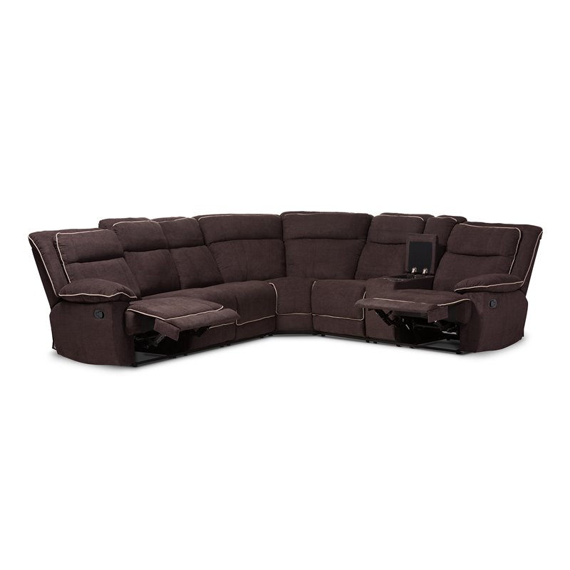 Baxton Studio Sabella Chocolate Brown 7 Piece Reclining Sectional Sofa