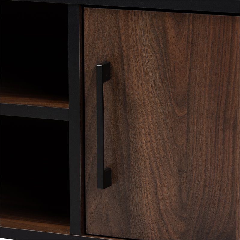 Baxton Studio Corina TwoTone Wood 32" TV Stand in Walnut and Black