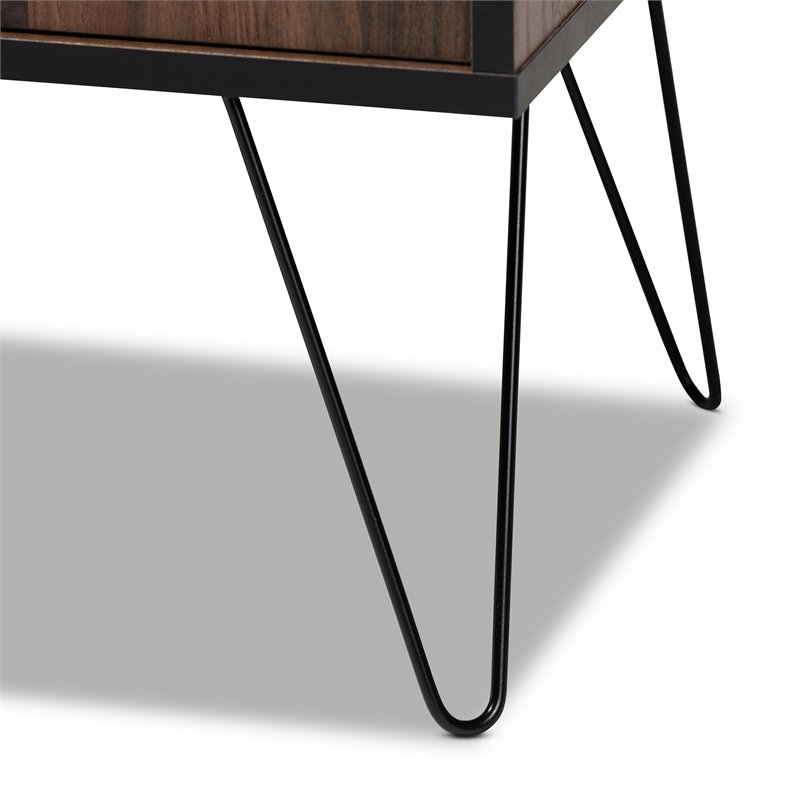 Baxton Studio Corina TwoTone Wood 32" TV Stand in Walnut and Black