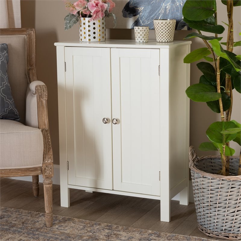 Baxton Studio Thelma White Finished 2-door Wood Multipurpose Storage Cabinet