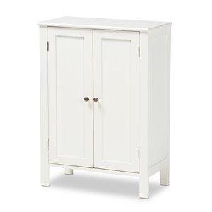 baxton studio thelma white finished 2-door wood multipurpose storage cabinet