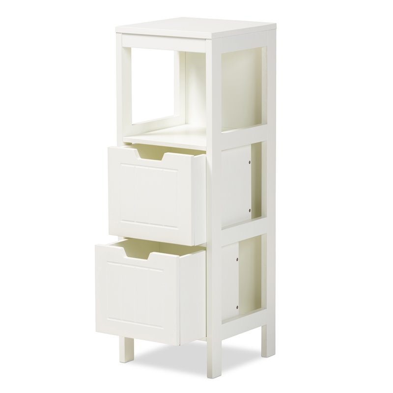 Baxton Studio Reuben White Finished 2-Drawer Wood Storage Cabinet