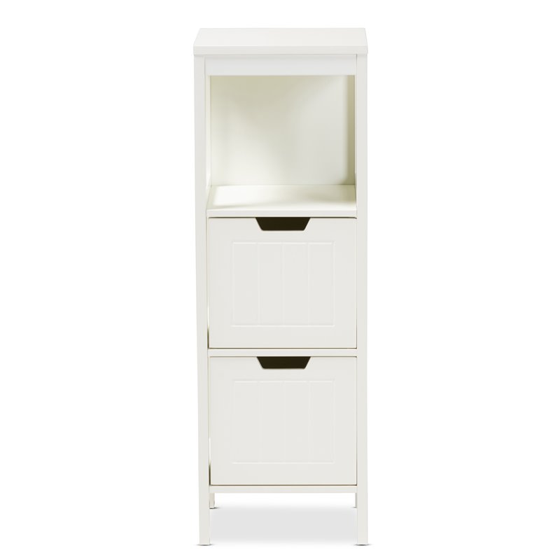 Baxton Studio Reuben White Finished 2-Drawer Wood Storage Cabinet