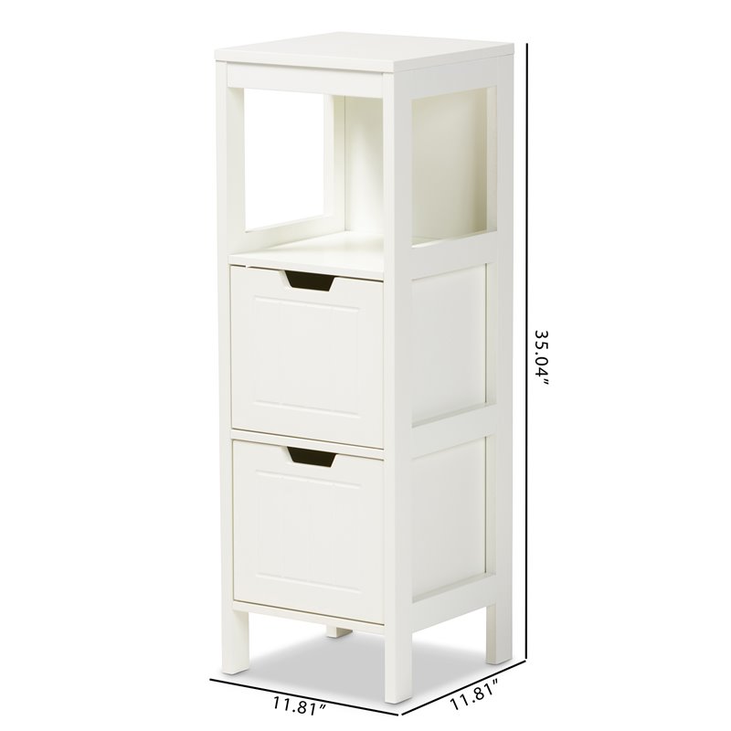 Baxton Studio Reuben White Finished 2-Drawer Wood Storage Cabinet