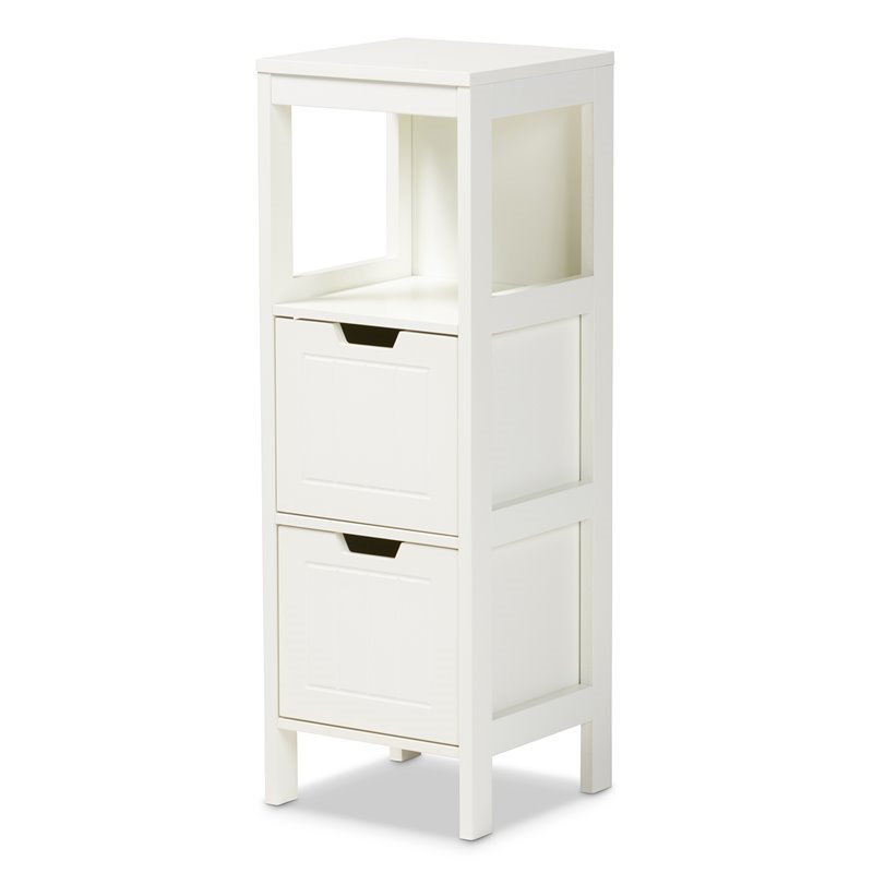 Baxton Studio Reuben White Finished 2-Drawer Wood Storage Cabinet