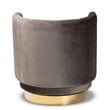 Baxton Studio Saffi Gray Velvet Upholstered Gold Finished Swivel Accent Chair