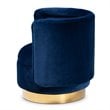 Baxton Studio Saffi Royal Blue Velvet Gold Finished Swivel Accent Chair