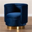 Baxton Studio Saffi Royal Blue Velvet Gold Finished Swivel Accent Chair