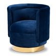 Baxton Studio Saffi Royal Blue Velvet Gold Finished Swivel Accent Chair