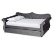 Baxton Studio Abbie Gray Velvet Crystal Tufted Full Wood Daybed with Trundle